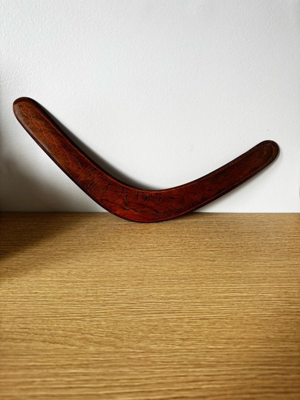 Vintage Wooden Boomerang in Rich Brown